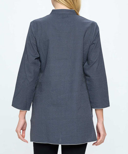 Grey Kantha Stitch Cotton Tunic Top